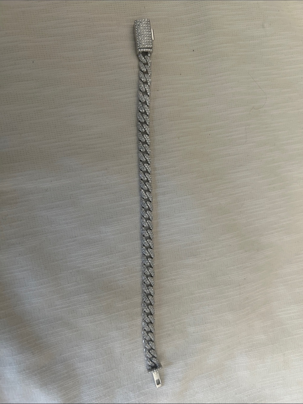 7 inch Pavé Cuban Link Chain Bracelet- Sterling Silver and Moissanite